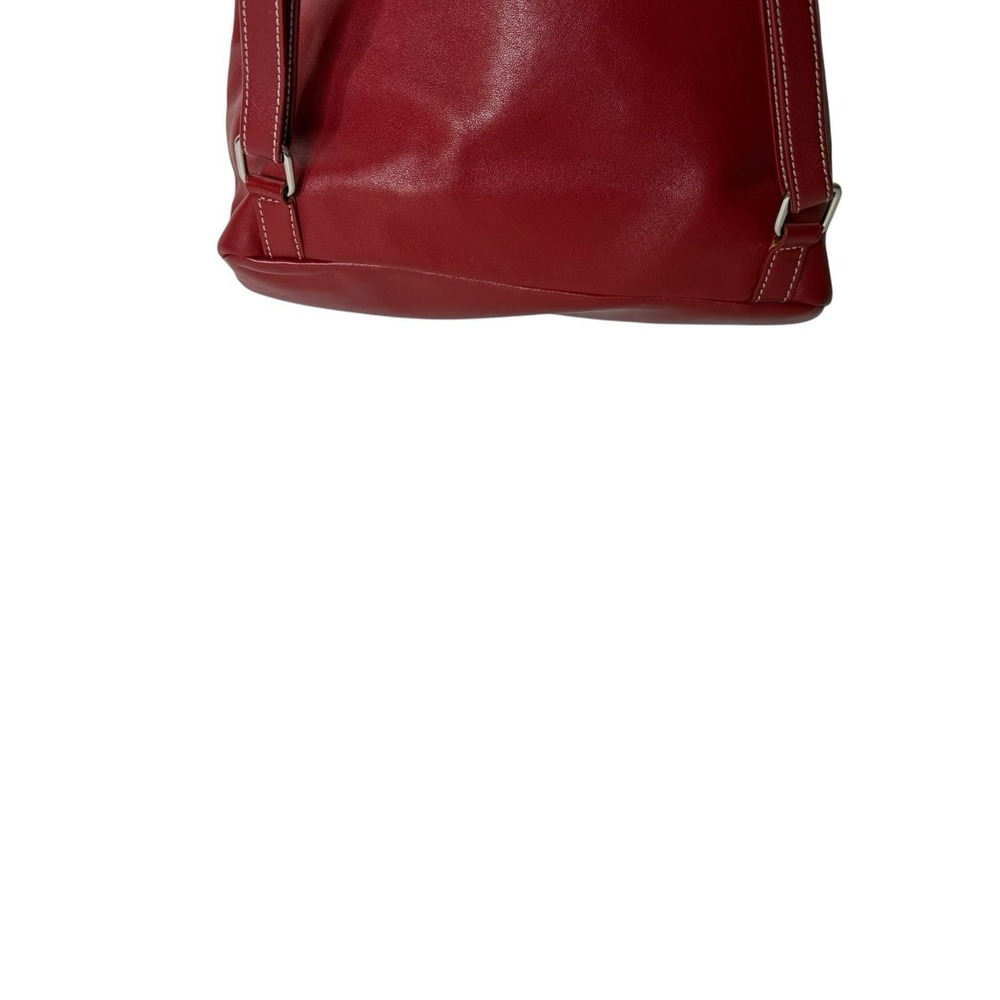Lauren Ralph Lauren Red Backpack Shoulder Soft Leather Bag Pockets Adjustable - Picture 4 of 12